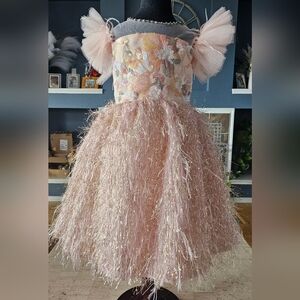 Pink Floral Pagent Dress Size 6